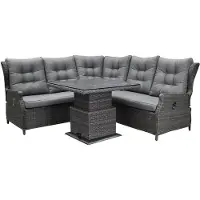 AVH-Collectie Ibiza premium dining loungeset 4 delig verstelbare tafel antraciet