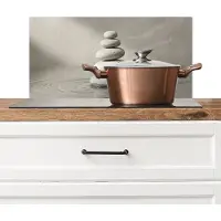 KitchenYeah Spatscherm keuken 60x30 cm - Kookplaat achterwand Stenen - Water - Grijs - Muurbeschermer - Spatwand fornuis - Hoogwaardig aluminium