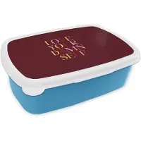MuchoWow Broodtrommel Blauw - Lunchbox Love your damn self - Kleurrijk - Bordeaux - Brooddoos 18x12x6 cm - Brood lunch box - Broodtrommels voor kinderen en volwassenen