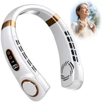 VHV - Nekventilator - Draagbare ventilator - Neck cooler - LED display - Oplaadbaar - Met verlichting - Voor outdoor, sport en wandelen - Wit