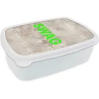 MuchoWow Broodtrommel Wit - Lunchbox Slangenprint - SWAG - Neon - Groen - Brooddoos 18x12x6 cm - Brood lunch box - Broodtrommels voor kinderen en volwassenen
