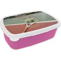 MuchoWow Broodtrommel Roze - Lunchbox Matcha Club - Tennis - Matcha - Brooddoos 18x12x6 cm - Brood lunch box - Broodtrommels voor kinderen en volwassenen