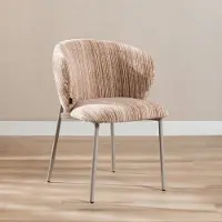 Livin24 Eetkamerstoel Milo chenille beige/pink