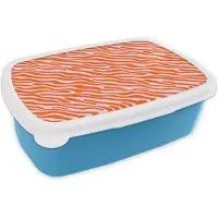 MuchoWow Broodtrommel Blauw - Lunchbox Strepen - Dynamisch - Oranje - Brooddoos 18x12x6 cm - Brood lunch box - Broodtrommels voor kinderen en volwassenen