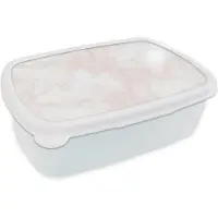 MuchoWow Broodtrommel Wit - Lunchbox Wolkenstructuur - Roze - Marmer print - Brooddoos 18x12x6 cm - Brood lunch box - Broodtrommels voor kinderen en volwassenen