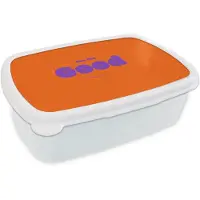 MuchoWow Broodtrommel Wit - Lunchbox See the good - Paars - Oranje - Smiley - Brooddoos 18x12x6 cm - Brood lunch box - Broodtrommels voor kinderen en volwassenen