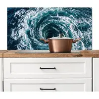 KitchenYeah Spatscherm keuken 100x50 cm - Kookplaat achterwand Oceaan - Blauw - Draaikolk - Muurbeschermer - Spatwand fornuis - Hoogwaardig aluminium