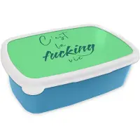 MuchoWow Broodtrommel Blauw - Lunchbox c'est la fucking vie - Groen - Penseelstijl - Brooddoos 18x12x6 cm - Brood lunch box - Broodtrommels voor kinderen en volwassenen