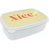 MuchoWow Broodtrommel Wit - Lunchbox Nice - Oranje - Geel - Minimalistisch - Brooddoos 18x12x6 cm - Brood lunch box - Broodtrommels voor kinderen en volwassenen