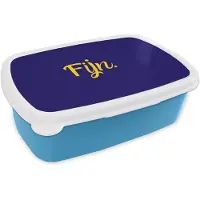 MuchoWow Broodtrommel Blauw - Lunchbox Blauw - Geel - Fijn - Brooddoos 18x12x6 cm - Brood lunch box - Broodtrommels voor kinderen en volwassenen