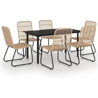 vidaXL 7-delige Tuinset poly rattan en glas