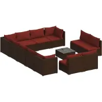 vidaXL 13-delige Loungeset met kussens poly rattan bruin
