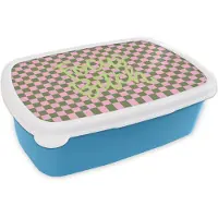 MuchoWow Broodtrommel Blauw - Lunchbox Focus - Vakken - Roze - Brooddoos 18x12x6 cm - Brood lunch box - Broodtrommels voor kinderen en volwassenen
