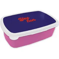 MuchoWow Broodtrommel Roze - Lunchbox Blauw - Rood - Yes fun - 3D - Brooddoos 18x12x6 cm - Brood lunch box - Broodtrommels voor kinderen en volwassenen
