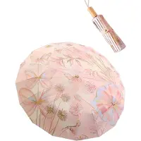 VHV -Retro Paraplu met UV-Bescherming UPF 50+ - Stijlvolle 16-Bons Windbestendige Paraplu - Grote Zon en Regen Parasol met Vintage Bloemendesign - Compact en Duurzaam-roze
