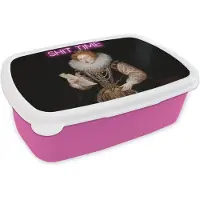 MuchoWow Broodtrommel Roze - Lunchbox Portret - Humor - Neon - Brooddoos 18x12x6 cm - Brood lunch box - Broodtrommels voor kinderen en volwassenen