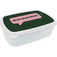 MuchoWow Broodtrommel Wit - Lunchbox Tekstwolk - BLAH BLAH BLAH - Roze - Brooddoos 18x12x6 cm - Brood lunch box - Broodtrommels voor kinderen en volwassenen