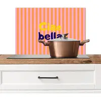KitchenYeah Spatscherm keuken 60x40 cm - Kookplaat achterwand Verticaal - Strepen - Oranje - Ciao bella - Muurbeschermer - Spatwand fornuis - Hoogwaardig aluminium