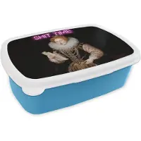 MuchoWow Broodtrommel Blauw - Lunchbox Portret - Humor - Neon - Brooddoos 18x12x6 cm - Brood lunch box - Broodtrommels voor kinderen en volwassenen