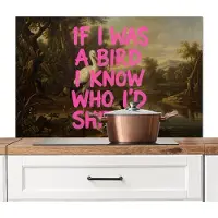 KitchenYeah Spatscherm keuken 100x65 cm - Kookplaat achterwand Klassiek - Humor - Roze - Muurbeschermer - Spatwand fornuis - Hoogwaardig aluminium