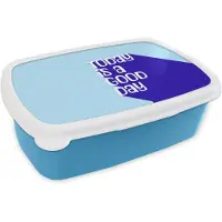 MuchoWow Broodtrommel Blauw - Lunchbox Today is a good day - Blauw - Schaduw - Brooddoos 18x12x6 cm - Brood lunch box - Broodtrommels voor kinderen en volwassenen
