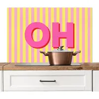 KitchenYeah Spatscherm keuken 100x65 cm - Kookplaat achterwand Tekst - Strepen - Roze - Muurbeschermer - Spatwand fornuis - Hoogwaardig aluminium