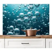 KitchenYeah Spatscherm keuken 120x80 cm - Kookplaat achterwand Luchtbellen - Dynamisch - Blauw - Muurbeschermer - Spatwand fornuis - Hoogwaardig aluminium