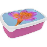MuchoWow Broodtrommel Roze - Lunchbox Bloem - Detail - Kleurrijk - Brooddoos 18x12x6 cm - Brood lunch box - Broodtrommels voor kinderen en volwassenen