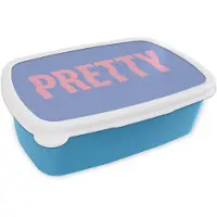 MuchoWow Broodtrommel Blauw - Lunchbox Pretty - Roze - Blauw - Golvend - Brooddoos 18x12x6 cm - Brood lunch box - Broodtrommels voor kinderen en volwassenen