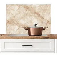 KitchenYeah Spatscherm keuken 90x60 cm - Kookplaat achterwand Kristalstructuur - Bruin - Marmer print - Muurbeschermer - Spatwand fornuis - Hoogwaardig aluminium