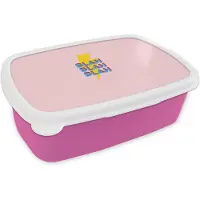 MuchoWow Broodtrommel Roze - Lunchbox Blah - Bliksem - Roze - Brooddoos 18x12x6 cm - Brood lunch box - Broodtrommels voor kinderen en volwassenen