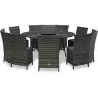 vidaXL 7-delige Tuinset met kussens poly rattan grijs