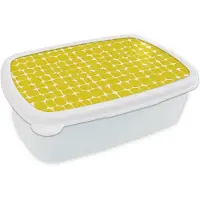 MuchoWow Broodtrommel Wit - Lunchbox Stippen - Modern - Geel - Brooddoos 18x12x6 cm - Brood lunch box - Broodtrommels voor kinderen en volwassenen