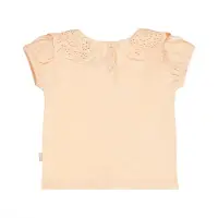 Dirkje T-shirt oranje broderie Meisjes Stretchkatoen Peter Pan-kraag Effen - maat 80