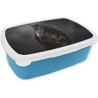 MuchoWow Broodtrommel Blauw - Lunchbox Portret - Paard - Zwart - Brooddoos 18x12x6 cm - Brood lunch box - Broodtrommels voor kinderen en volwassenen