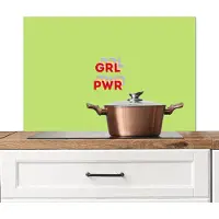 KitchenYeah Spatscherm keuken 80x55 cm - Kookplaat achterwand Grl pwr - Groen - Rood - 3D - Muurbeschermer - Spatwand fornuis - Hoogwaardig aluminium