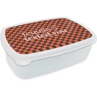 MuchoWow Broodtrommel Wit - Lunchbox Tequila texted you - Glas - Vierkanten - Oranje - Brooddoos 18x12x6 cm - Brood lunch box - Broodtrommels voor kinderen en volwassenen