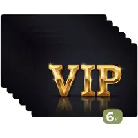 KitchenYeah Placemats - 6 stuks - 45x30 cm - Placemat kunststof - VIP - Goud - Schittering - Borden onderleggers - Decoratie voor op tafel - Keuken tafeldecoratie accessoires - Vinyl onderlegger - Tafelversiering