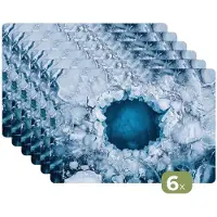 KitchenYeah Placemats - 6 stuks - 45x30 cm - Placemat kunststof - Ijs - Blauw - Natuur - Borden onderleggers - Decoratie voor op tafel - Keuken tafeldecoratie accessoires - Vinyl onderlegger - Tafelversiering
