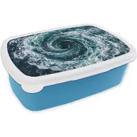 MuchoWow Broodtrommel Blauw - Lunchbox Oceaan - Blauw - Draaikolk - Brooddoos 18x12x6 cm - Brood lunch box - Broodtrommels voor kinderen en volwassenen