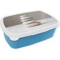 MuchoWow Broodtrommel Blauw - Lunchbox Gestapelde - Stenen - Grijs - Brooddoos 18x12x6 cm - Brood lunch box - Broodtrommels voor kinderen en volwassenen