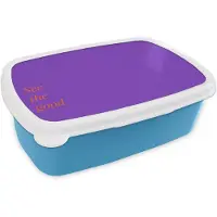 MuchoWow Broodtrommel Blauw - Lunchbox See the good - Oranje - Paars - Brooddoos 18x12x6 cm - Brood lunch box - Broodtrommels voor kinderen en volwassenen