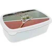 MuchoWow Broodtrommel Wit - Lunchbox Matcha Club - Tennis - Matcha - Brooddoos 18x12x6 cm - Brood lunch box - Broodtrommels voor kinderen en volwassenen