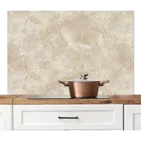 KitchenYeah Spatscherm keuken 120x80 cm - Kookplaat achterwand Lichtbeige - Marmer print - Aders - Muurbeschermer - Spatwand fornuis - Hoogwaardig aluminium