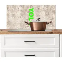 KitchenYeah Spatscherm keuken 80x40 cm - Kookplaat achterwand YOLO - Groen - Neon - Slangenprnt - Muurbeschermer - Spatwand fornuis - Hoogwaardig aluminium