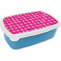 MuchoWow Broodtrommel Blauw - Lunchbox Stippen - Patroon - Roze - Brooddoos 18x12x6 cm - Brood lunch box - Broodtrommels voor kinderen en volwassenen