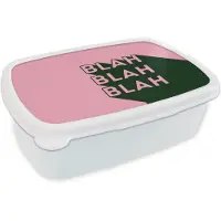 MuchoWow Broodtrommel Wit - Lunchbox Tekst - Grafisch - Groen - Schaduw - Brooddoos 18x12x6 cm - Brood lunch box - Broodtrommels voor kinderen en volwassenen