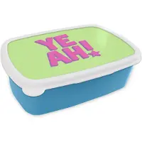 MuchoWow Broodtrommel Blauw - Lunchbox Groen - Neon - Quote - Brooddoos 18x12x6 cm - Brood lunch box - Broodtrommels voor kinderen en volwassenen