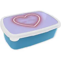 MuchoWow Broodtrommel Blauw - Lunchbox I liked it so it's mine - Neon hart - Paars - Brooddoos 18x12x6 cm - Brood lunch box - Broodtrommels voor kinderen en volwassenen
