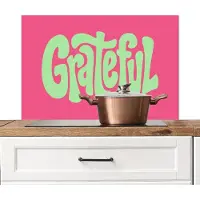 KitchenYeah Spatscherm keuken 90x60 cm - Kookplaat achterwand Grateful - Groen - Grafisch - Vloeiend - Muurbeschermer - Spatwand fornuis - Hoogwaardig aluminium